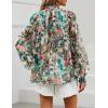 imageZESICA Womens Floral Print Blouse 2025 Long Sleeve Button Down Casual Fall Boho Oversized Tops ShirtsPink Green
