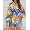 imageZESICA Womens Floral Print Blouse 2025 Long Sleeve Button Down Casual Fall Boho Oversized Tops ShirtsTurquoise