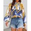 imageZESICA Womens Floral Print Blouse 2025 Long Sleeve Button Down Casual Fall Boho Oversized Tops ShirtsTurquoise