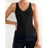 imageZESICA Womens Ribbed Tank Tops Summer Sleeveless V Neck Shirts Casual Sexy Slim Fitted Basic Knit TeesBlack