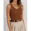 imageZESICA Womens Ribbed Tank Tops Summer Sleeveless V Neck Shirts Casual Sexy Slim Fitted Basic Knit TeesCaramel