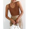 imageZESICA Womens Ribbed Tank Tops Summer Sleeveless V Neck Shirts Casual Sexy Slim Fitted Basic Knit TeesCaramel