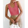 imageZESICA Womens Ribbed Tank Tops Summer Sleeveless V Neck Shirts Casual Sexy Slim Fitted Basic Knit TeesCoral