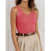 imageZESICA Womens Ribbed Tank Tops Summer Sleeveless V Neck Shirts Casual Sexy Slim Fitted Basic Knit TeesCoral