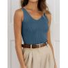 imageZESICA Womens Ribbed Tank Tops Summer Sleeveless V Neck Shirts Casual Sexy Slim Fitted Basic Knit TeesDarkblue