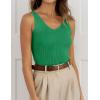 imageZESICA Womens Ribbed Tank Tops Summer Sleeveless V Neck Shirts Casual Sexy Slim Fitted Basic Knit TeesGreen