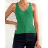 imageZESICA Womens Ribbed Tank Tops Summer Sleeveless V Neck Shirts Casual Sexy Slim Fitted Basic Knit TeesGreen