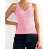 imageZESICA Womens Ribbed Tank Tops Summer Sleeveless V Neck Shirts Casual Sexy Slim Fitted Basic Knit TeesHotpink