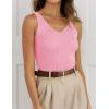 imageZESICA Womens Ribbed Tank Tops Summer Sleeveless V Neck Shirts Casual Sexy Slim Fitted Basic Knit TeesHotpink