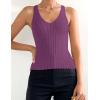 imageZESICA Womens Ribbed Tank Tops Summer Sleeveless V Neck Shirts Casual Sexy Slim Fitted Basic Knit TeesPurple
