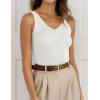imageZESICA Womens Ribbed Tank Tops Summer Sleeveless V Neck Shirts Casual Sexy Slim Fitted Basic Knit TeesWhite