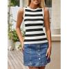 imageZESICA Womens Summer Knit Striped Tank Tops Trendy Crewneck Sleeveless ShirtsBlack