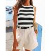 imageZESICA Womens Summer Knit Striped Tank Tops Trendy Crewneck Sleeveless ShirtsBlack