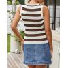 imageZESICA Womens Summer Knit Striped Tank Tops Trendy Crewneck Sleeveless ShirtsBrown