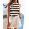imageZESICA Womens Summer Knit Striped Tank Tops Trendy Crewneck Sleeveless ShirtsBrown