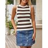 imageZESICA Womens Summer Knit Striped Tank Tops Trendy Crewneck Sleeveless ShirtsBrown