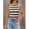 imageZESICA Womens Summer Knit Striped Tank Tops Trendy Crewneck Sleeveless ShirtsBrown