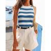 imageZESICA Womens Summer Knit Striped Tank Tops Trendy Crewneck Sleeveless ShirtsCobalt Blue