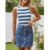 imageZESICA Womens Summer Knit Striped Tank Tops Trendy Crewneck Sleeveless ShirtsCobalt Blue