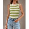 imageZESICA Womens Summer Knit Striped Tank Tops Trendy Crewneck Sleeveless ShirtsGreen