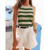 imageZESICA Womens Summer Knit Striped Tank Tops Trendy Crewneck Sleeveless ShirtsGreen