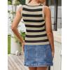 imageZESICA Womens Summer Knit Striped Tank Tops Trendy Crewneck Sleeveless ShirtsKhaki