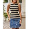 imageZESICA Womens Summer Knit Striped Tank Tops Trendy Crewneck Sleeveless ShirtsKhaki