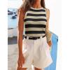 imageZESICA Womens Summer Knit Striped Tank Tops Trendy Crewneck Sleeveless ShirtsKhaki