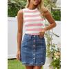 imageZESICA Womens Summer Knit Striped Tank Tops Trendy Crewneck Sleeveless ShirtsPink