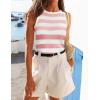 imageZESICA Womens Summer Knit Striped Tank Tops Trendy Crewneck Sleeveless ShirtsPink