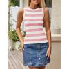 imageZESICA Womens Summer Knit Striped Tank Tops Trendy Crewneck Sleeveless ShirtsPink
