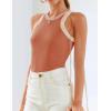 imageZESICA Womens Summer Sleeveless Tank Tops Ribbed High Neck Racerback Slim Fitted Color Block Casual ShirtsCoral