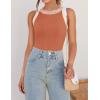 imageZESICA Womens Summer Sleeveless Tank Tops Ribbed High Neck Racerback Slim Fitted Color Block Casual ShirtsCoral