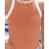 imageZESICA Womens Summer Sleeveless Tank Tops Ribbed High Neck Racerback Slim Fitted Color Block Casual ShirtsCoral