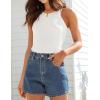 imageZESICA Womens Summer Sleeveless Tank Tops Ribbed High Neck Racerback Slim Fitted Color Block Casual ShirtsCream