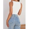 imageZESICA Womens Summer Sleeveless Tank Tops Ribbed High Neck Racerback Slim Fitted Color Block Casual ShirtsCream