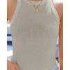 imageZESICA Womens Summer Sleeveless Tank Tops Ribbed High Neck Racerback Slim Fitted Color Block Casual ShirtsFlaxen