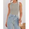 imageZESICA Womens Summer Sleeveless Tank Tops Ribbed High Neck Racerback Slim Fitted Color Block Casual ShirtsFlaxen