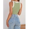 imageZESICA Womens Summer Sleeveless Tank Tops Ribbed High Neck Racerback Slim Fitted Color Block Casual ShirtsGreen