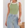 imageZESICA Womens Summer Sleeveless Tank Tops Ribbed High Neck Racerback Slim Fitted Color Block Casual ShirtsGreen