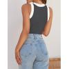 imageZESICA Womens Summer Sleeveless Tank Tops Ribbed High Neck Racerback Slim Fitted Color Block Casual ShirtsGrey
