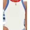 imageZESICA Womens Summer Sleeveless Tank Tops Ribbed High Neck Racerback Slim Fitted Color Block Casual ShirtsIvory