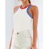 imageZESICA Womens Summer Sleeveless Tank Tops Ribbed High Neck Racerback Slim Fitted Color Block Casual ShirtsIvory