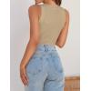imageZESICA Womens Summer Sleeveless Tank Tops Ribbed High Neck Racerback Slim Fitted Color Block Casual ShirtsKhaki