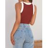 imageZESICA Womens Summer Sleeveless Tank Tops Ribbed High Neck Racerback Slim Fitted Color Block Casual ShirtsRed