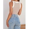 imageZESICA Womens Summer Sleeveless Tank Tops Ribbed High Neck Racerback Slim Fitted Color Block Casual ShirtsSand