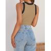 imageZESICA Womens Summer Sleeveless Tank Tops Ribbed High Neck Racerback Slim Fitted Color Block Casual ShirtsToffee
