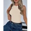 imageZESICA Womens Summer Tank Tops 2025 Sleeveless Crewneck Knit Slim Fitted Side Ruched Casual Basic ShirtApricot
