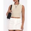 imageZESICA Womens Summer Tank Tops 2025 Sleeveless Crewneck Knit Slim Fitted Side Ruched Casual Basic ShirtApricot