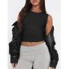 imageZESICA Womens Summer Tank Tops 2025 Sleeveless Crewneck Knit Slim Fitted Side Ruched Casual Basic ShirtBlack